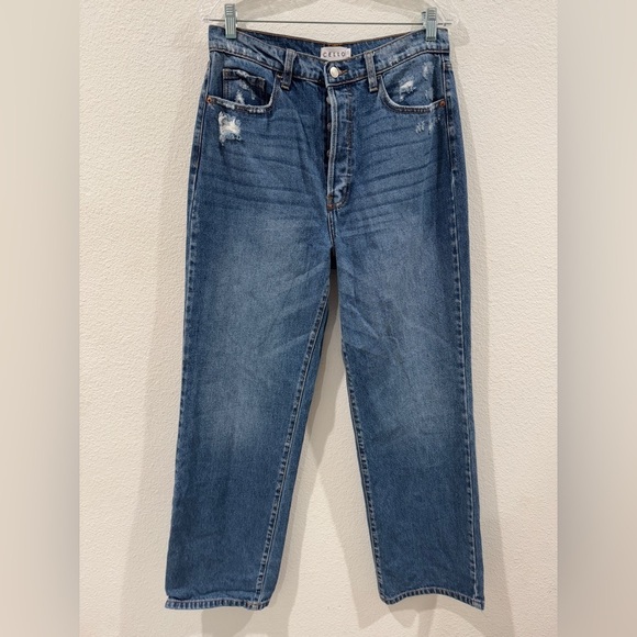 Cello Super High Rise Dad Denim Button Fly 100% Cotton Blue Jeans Size 11 - Picture 1 of 14
